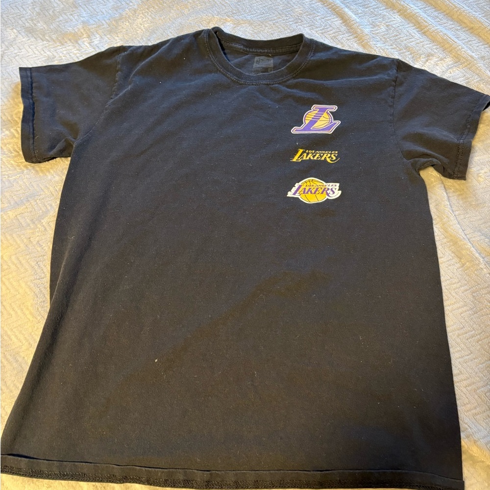 Black Lakers T-Shirt with Logo mitchell and ness